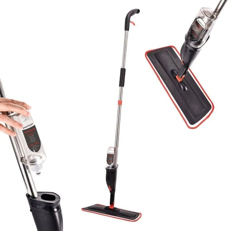 MOP SPRAY ESFREGÃO COM RESERVATÓRIO BORRIFADOR DE SABÃO AÇO INOX PLÁSTICO MICROFIBRA 380ML
