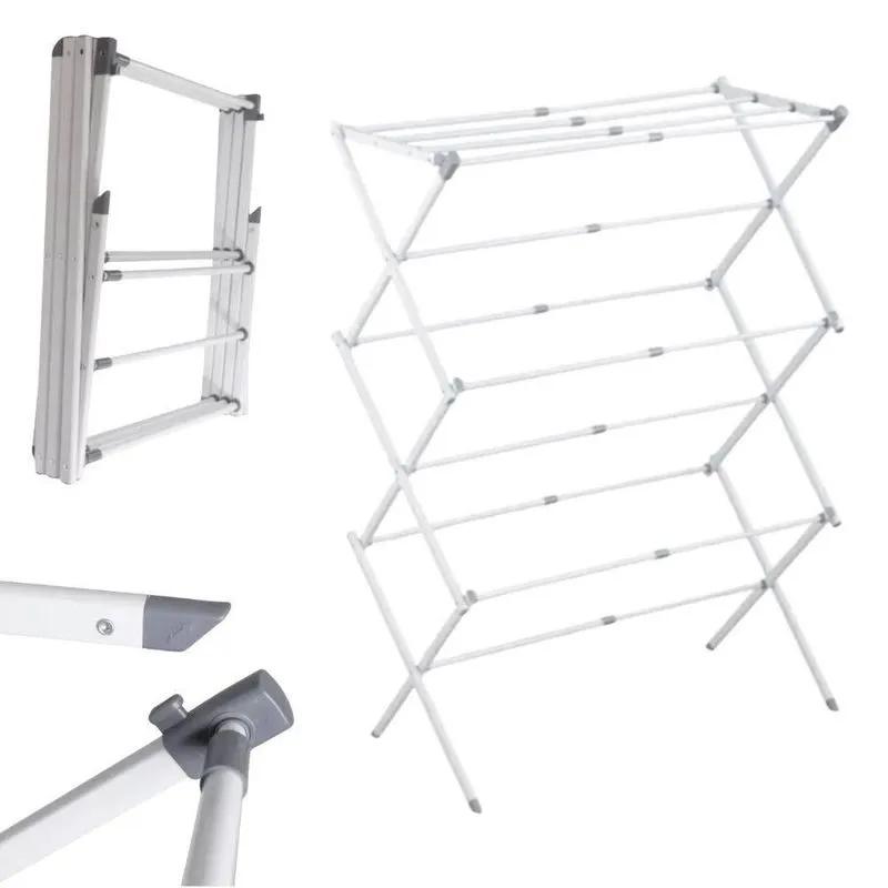 Varal Vertical Retrátil De Chão Branco 10 Kilos Portátil