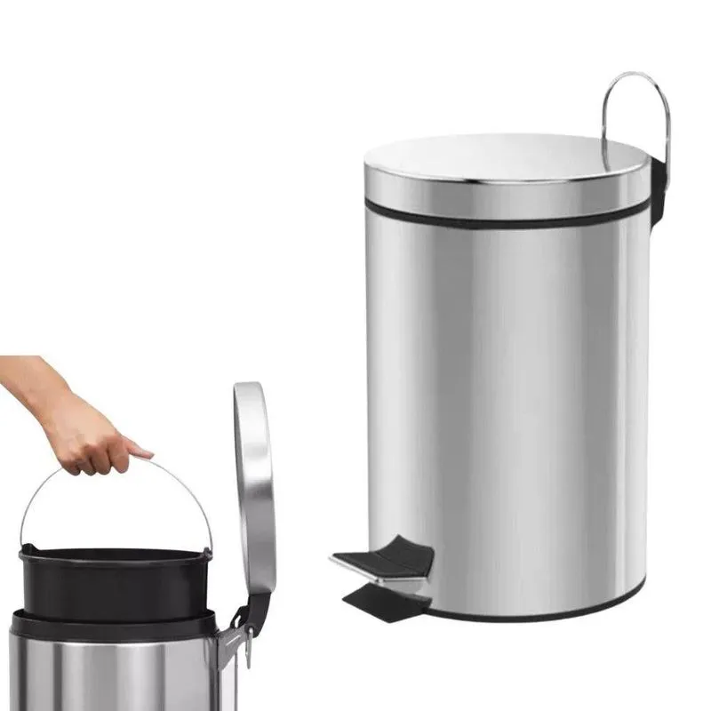 Lixeira Redonda Multiuso 5l Aço Inox Cesto Removível