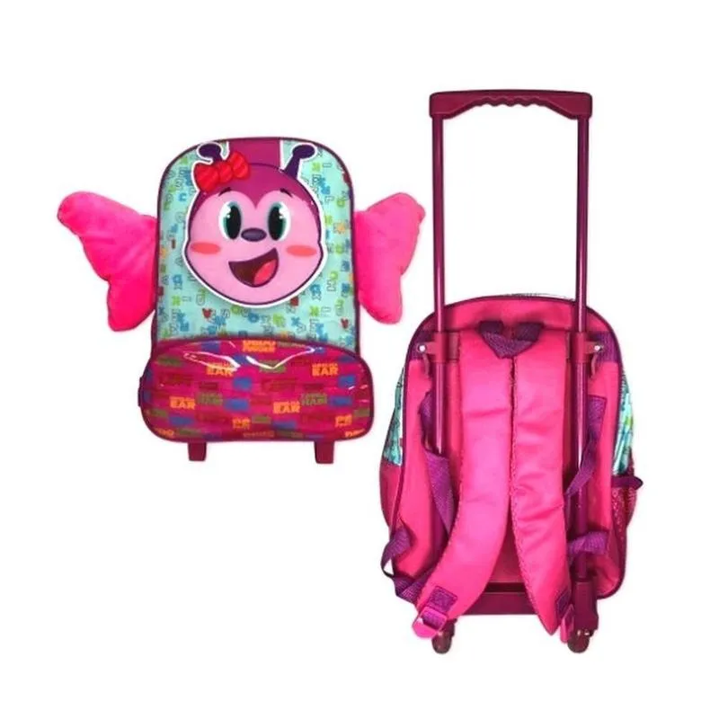 Mochila Infantil Escolar Rocie Borboleta Poliéster e PVC Rosa