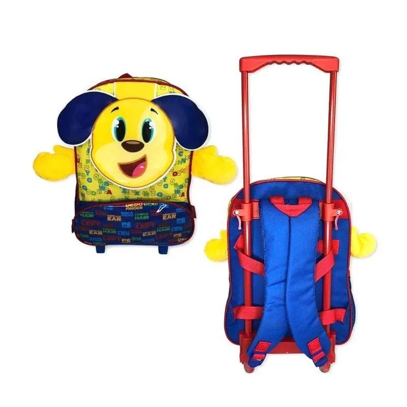 Mochila Infantil Escolar Rocie Cachorro Poliéster e PVC 13L Amarelo