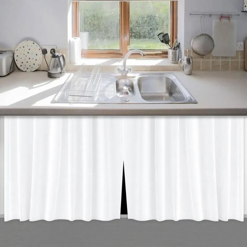 Cortina Para Pia De Cozinha E Tanque Branca 80cm X 138cm