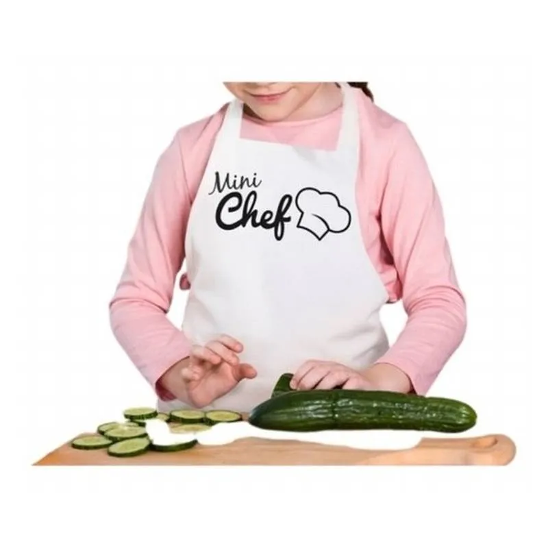 Avental Infantil Mini Chef de Cozinha Ajustável Branco