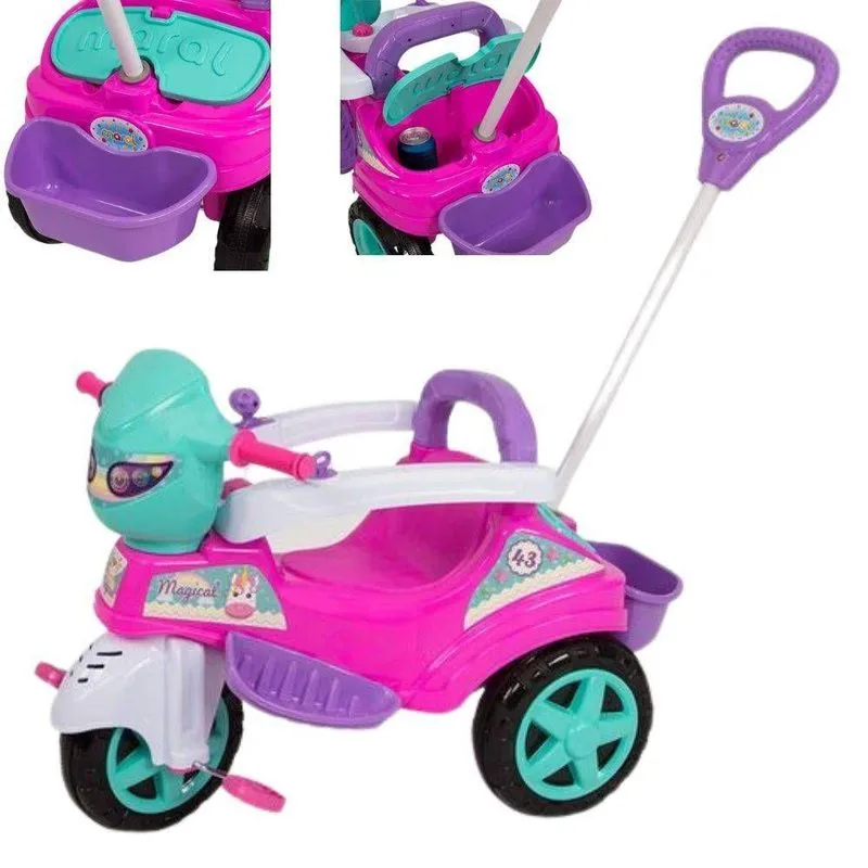Triciclo Infantil Maral Com Apoio Lateral E Pedal Removíveis Rosa
