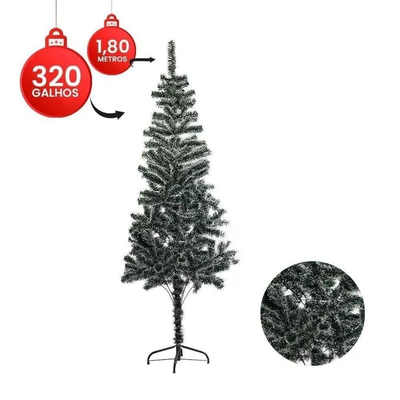 Árvore De Natal Pinheiro Luxo 1,80 Altura 320 Galhos Nevados