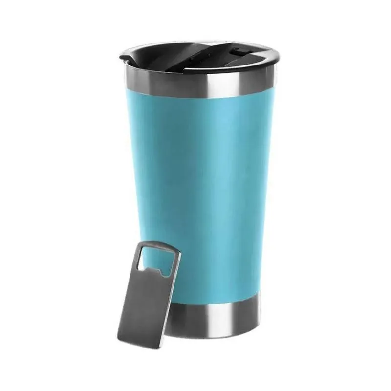 Copo Térmico Azul Claro Aço Inox Parede Dupla 473ml