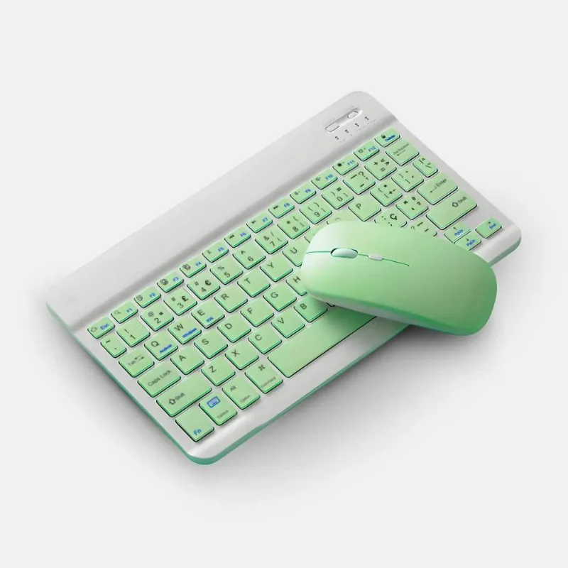 Kit Teclado + Mouse Verde Sem Fio Slim Com Conexão Bluetooth