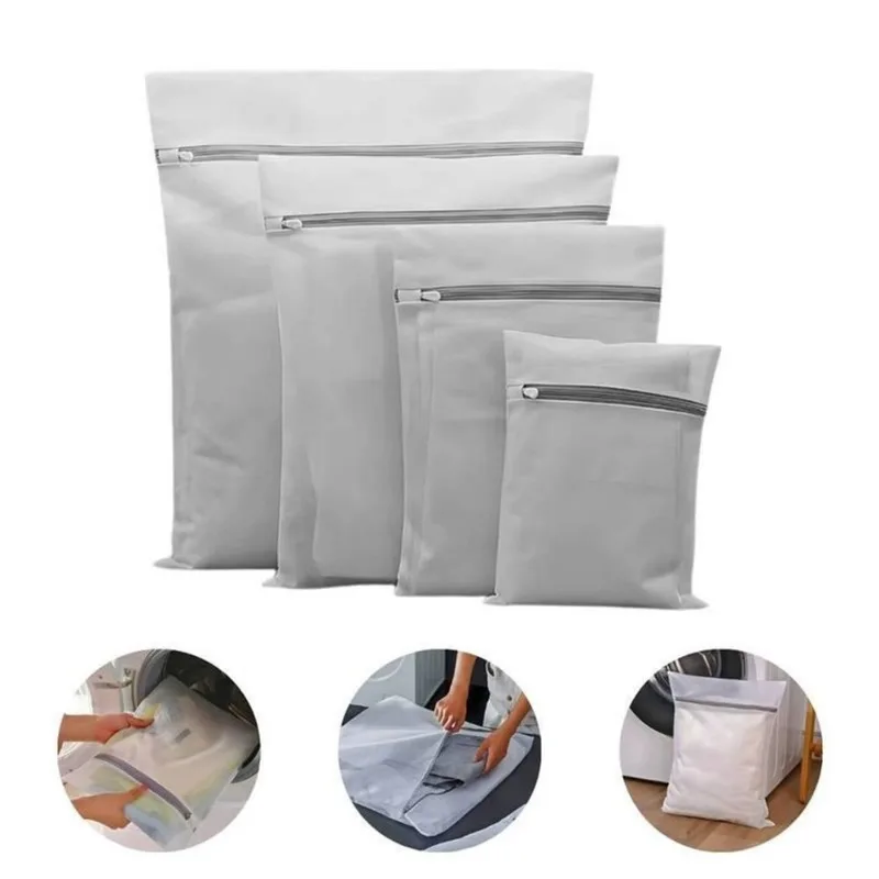 Kit 04 Saco Para Lavar Roupa Com Zíper Protege As Roupas