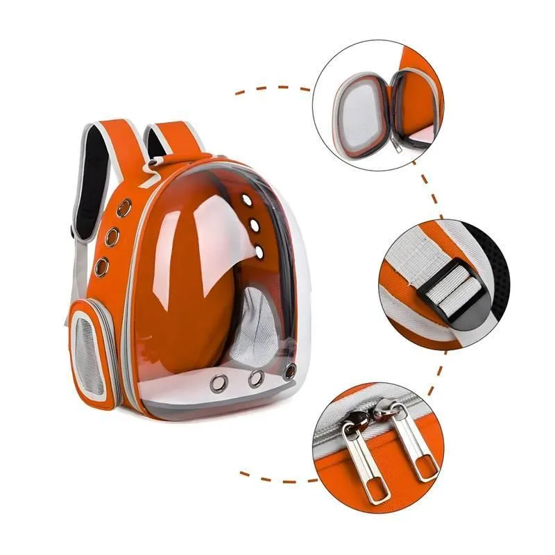 Mochila Pet Laranja Panorâmica Astronauta Cachorro Gato Cão
