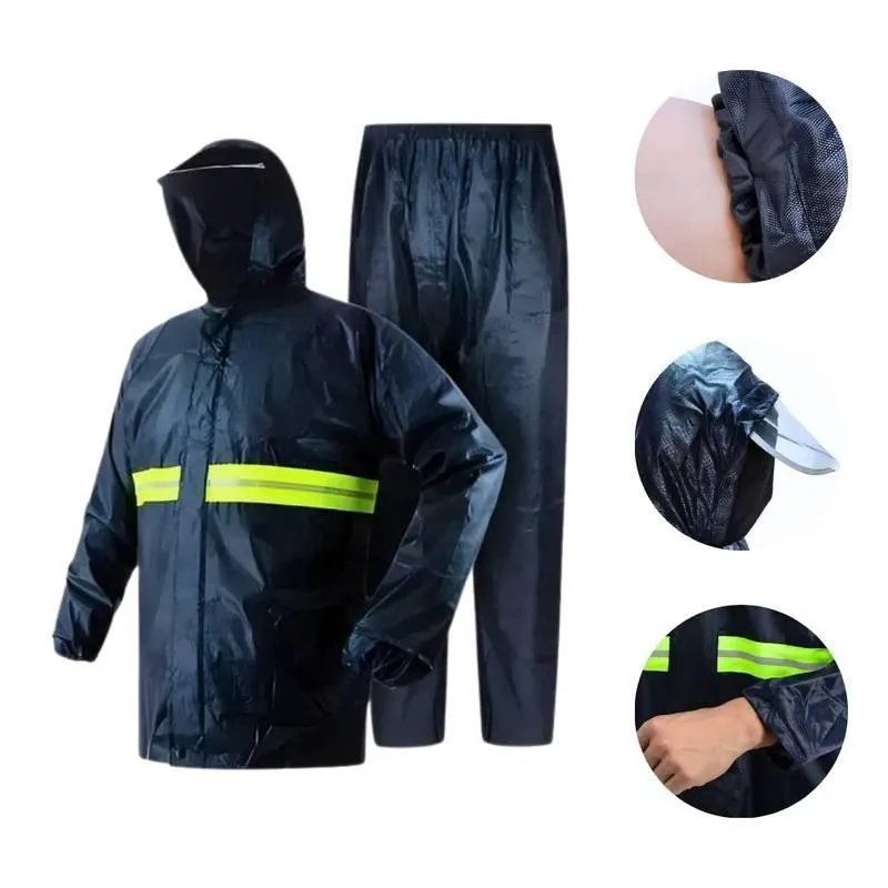 Conjunto Capa De Chuva M Impermeável Com Capuz E Viseira