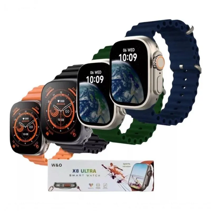 Relógio Smartwatch Laranja X8 Ultra Tela Hd 02 Polegadas