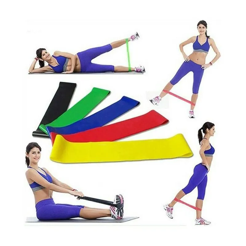 Kit 05 Faixas Elástica Ginástica Fitness Super Band