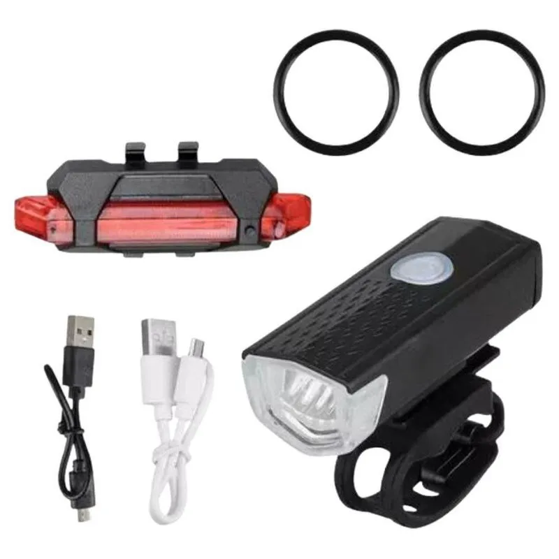 Kit Farol E Lanterna Para Bicicleta Ultra Led Usb Recarregavel Luz Branca E Vermelha Thor