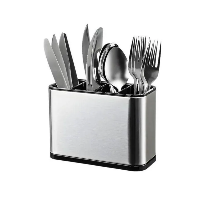 Suporte Escorredor de Talher Aço Inox Premium 4 Divisórias Estrutura em Aço Inoxidável Base