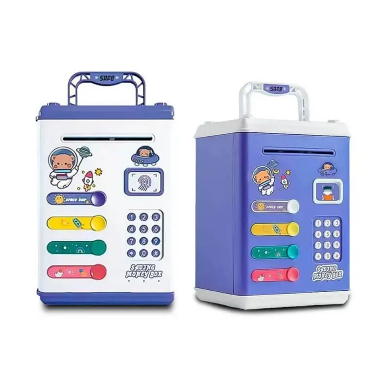 Mini Cofre Roxo Eletrônico Senha 4 Dígitos Notas Moedas
