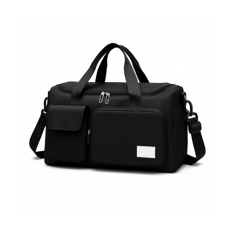 Bolsa De Academia Preta Forrada Divisões E Bolsos Externos