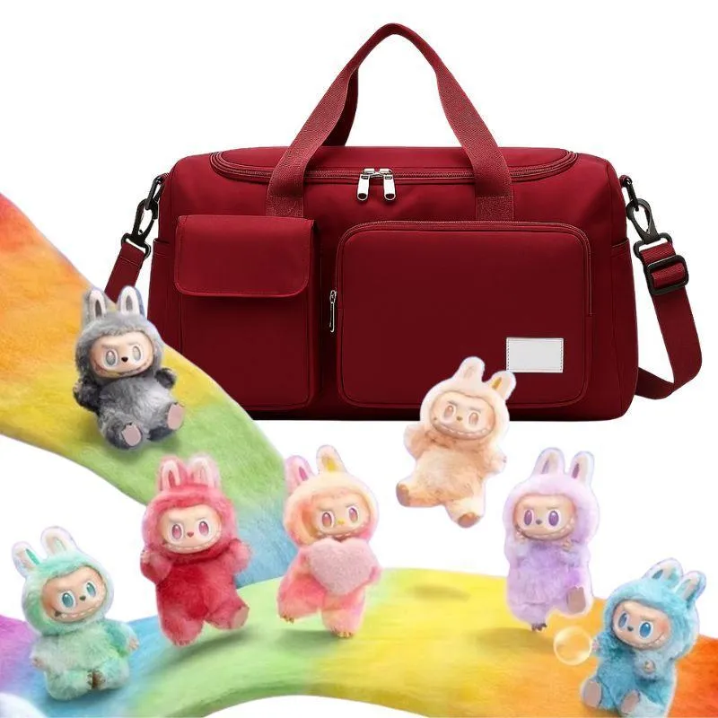 Bolsa De Academia Vermelha + Chaveiro Labubu Monsters