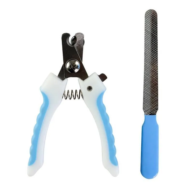 Kit Azul Cuidados Com Pets Alicate De Corte De Unhas + Lixa