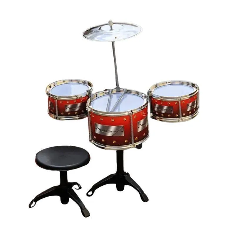 Bateria Musical Infantil Com Banquinho E 02 Baquetas