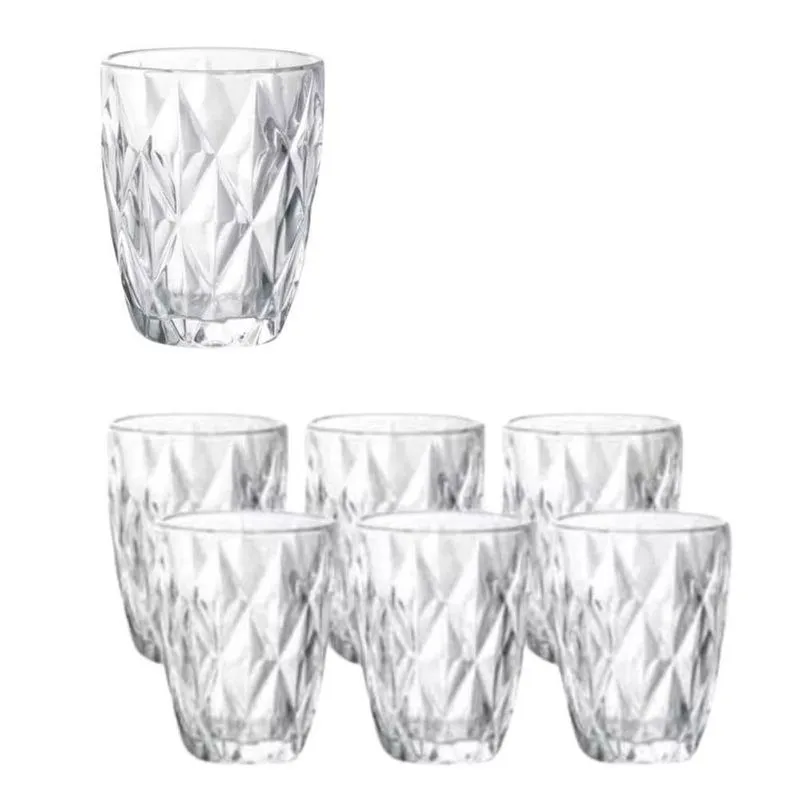 Conjunto Com 6 Copos De Vidro 270ml Textura Diamond