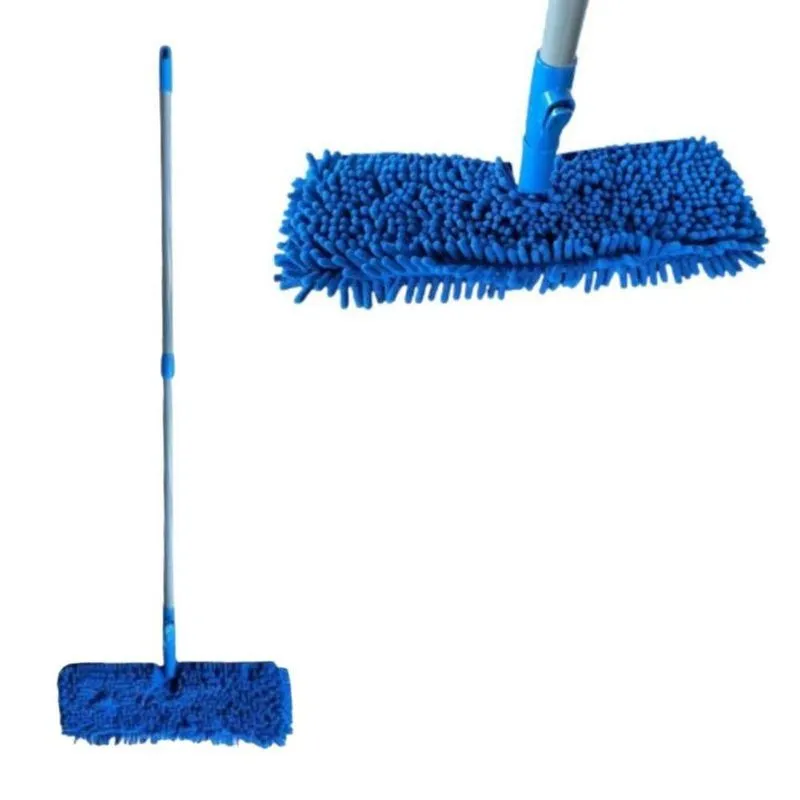 Esfregão Flat Cabo Extensível 175cm Limpeza Em Plástico E Microfibra Para Pisos Cinza Clean Tech