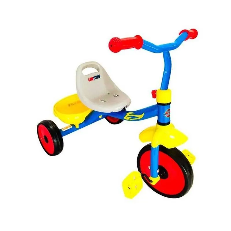 Triciclo Infantil Com Pedal 03 Rodas Assento Ajustável Azul Uniart