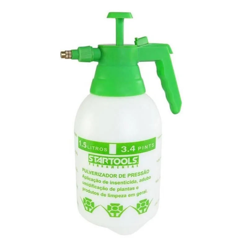 Pulverizador De Pressão Verde 1,5 Litros Bico Jato Ajustável