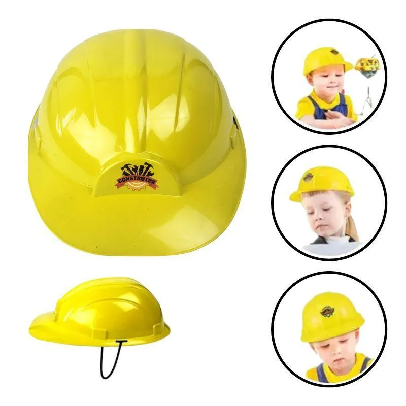 Capacete Infantil Adulto Construtor Festa Fantasia Carnaval