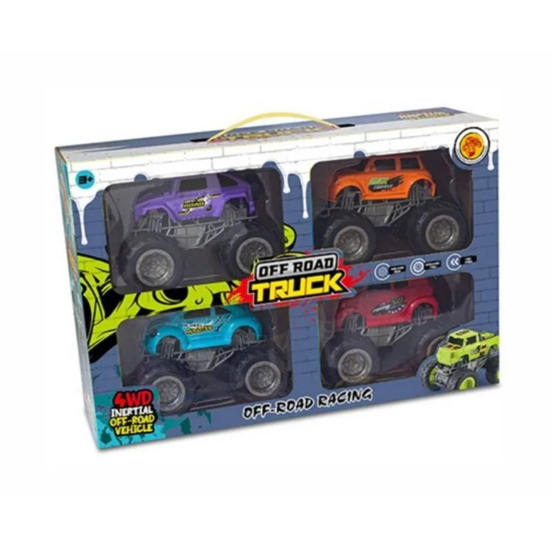 Kit com 4 Carrinhos Monster Truck Rodas Grandes Colecionável