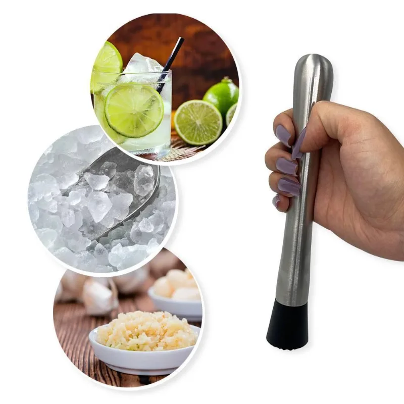 Kit 06 Macerador E Socador Aço Inox Caipirinha Para Drinks