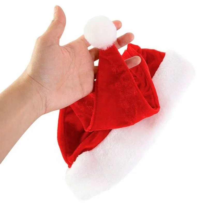 Kit 100 Gorro De Papai Noel 40cm Vermelho Touca De Natal