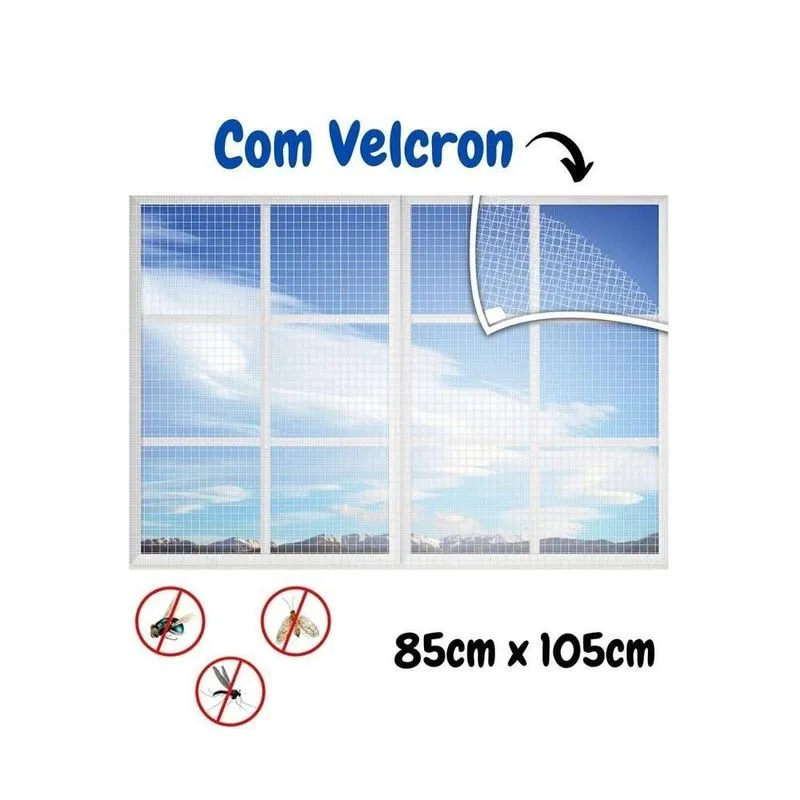 Tela Mosquiteiro Para Janela Kit 03 85x105cm Com Velcron Transparente Vida Pratika