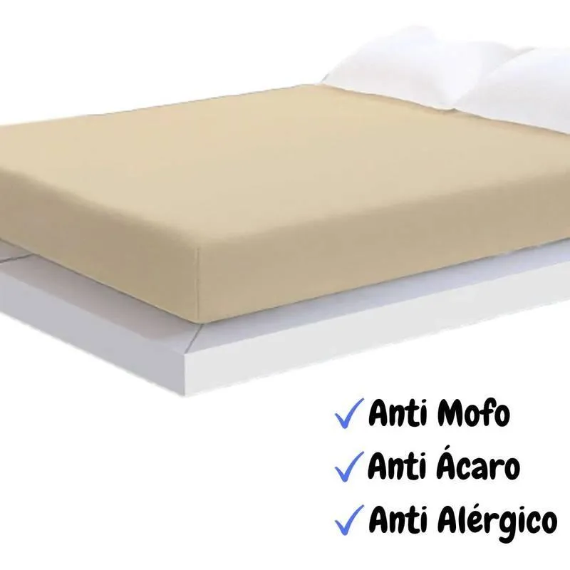Kit 03 Capa Bege Protetora Colchão Solteiro Zíper 88x188x18