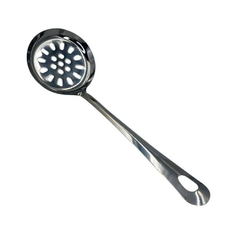 Kit 03 Escumadeira Para Frituras Aço Inox 25,5cm Com Borda