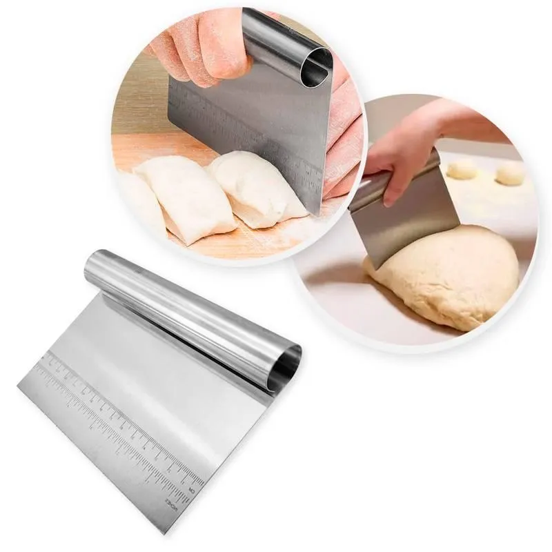 Kit 03 Espátula Cortador 15cm Inox Massas Pães Pizza Bolo