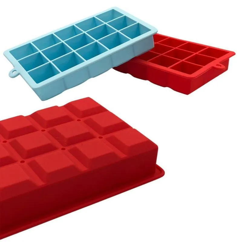 Kit 03 Forma De Gelo Retangular De Silicone 15 Cubos 30ml