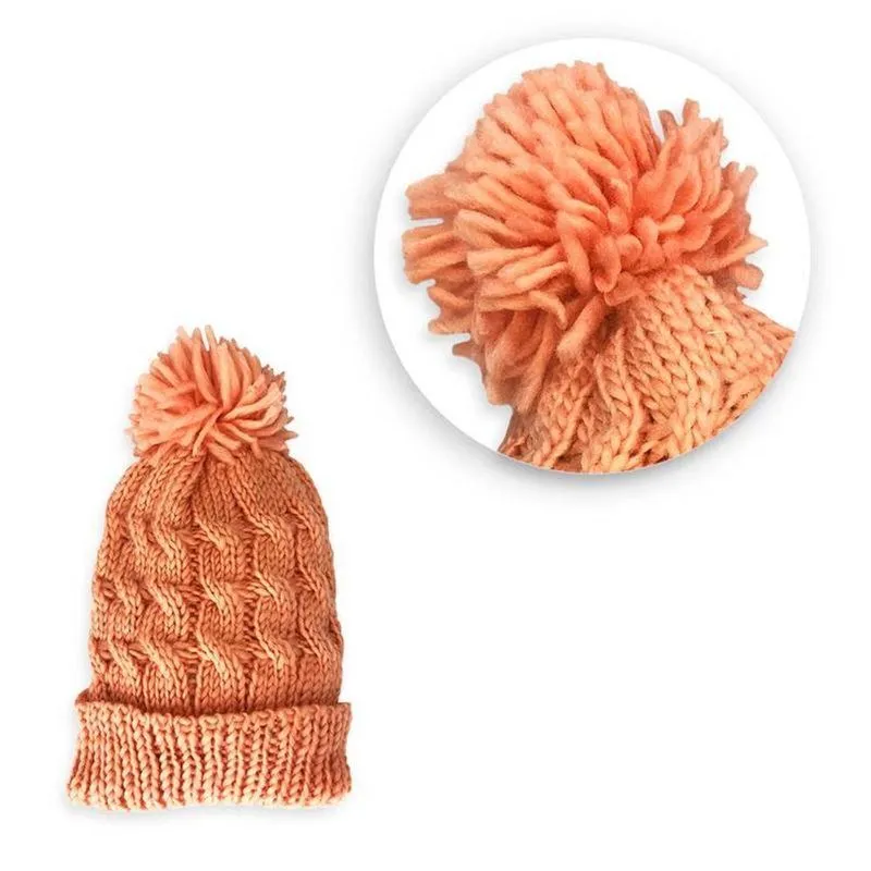Kit 03 Touca Com Pompom Red Star Gorro Confortável E Macio Em Poliéster 38cm X 22cm Rosa