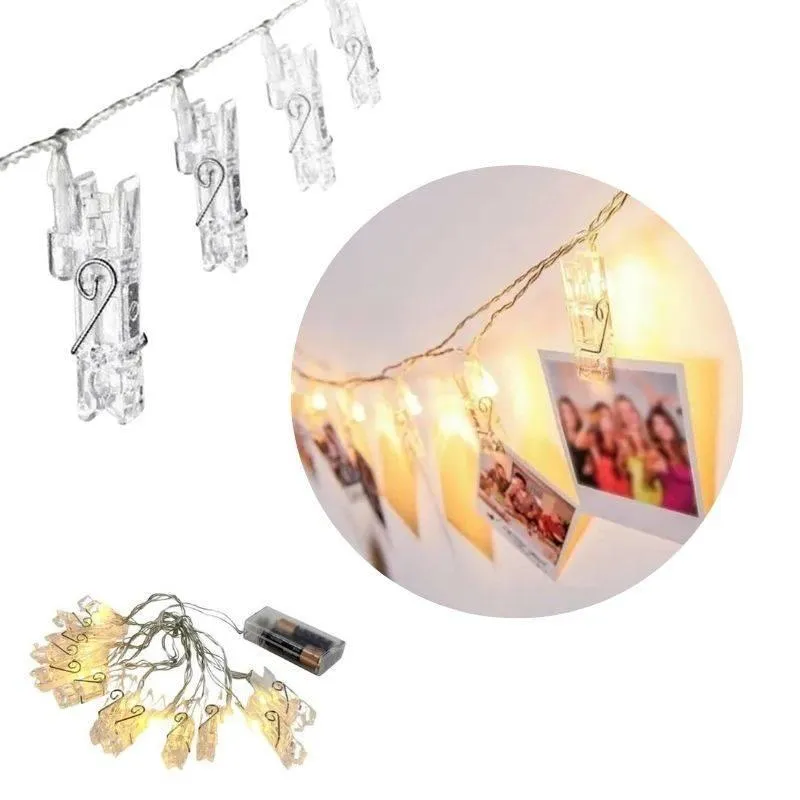 Kit 03 Pisca Pisca Com 12 Pregadores Led 2 Mts Branco Quente