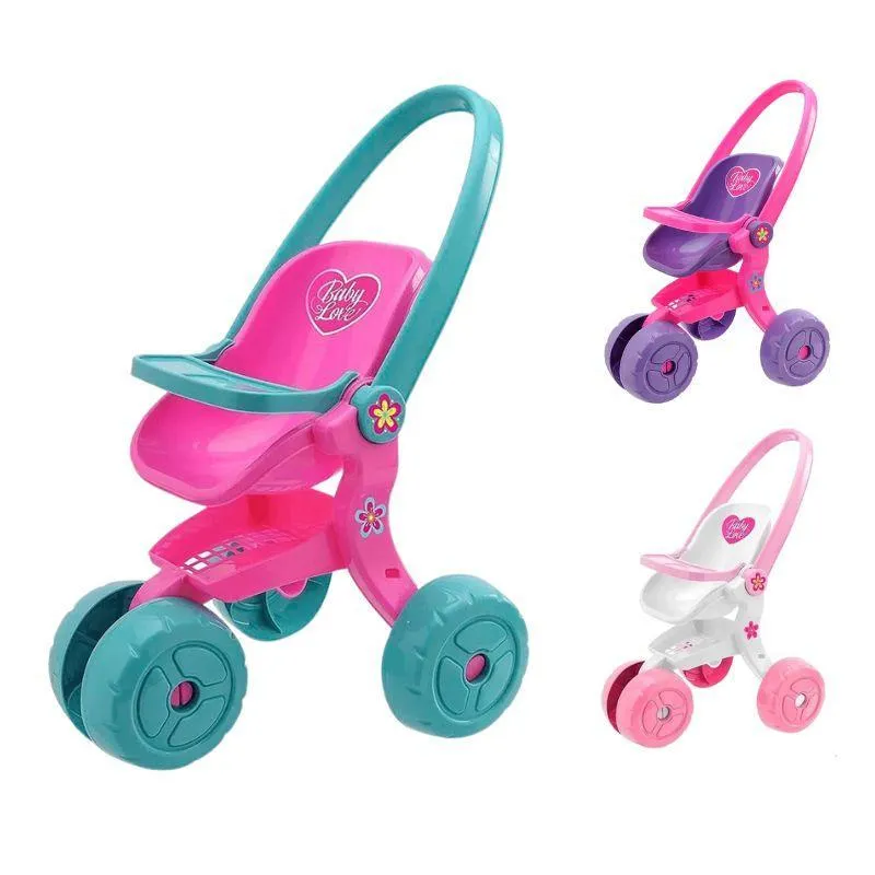 Carrinho De Boneca Brinquedo Infantil Baby Love Colorido