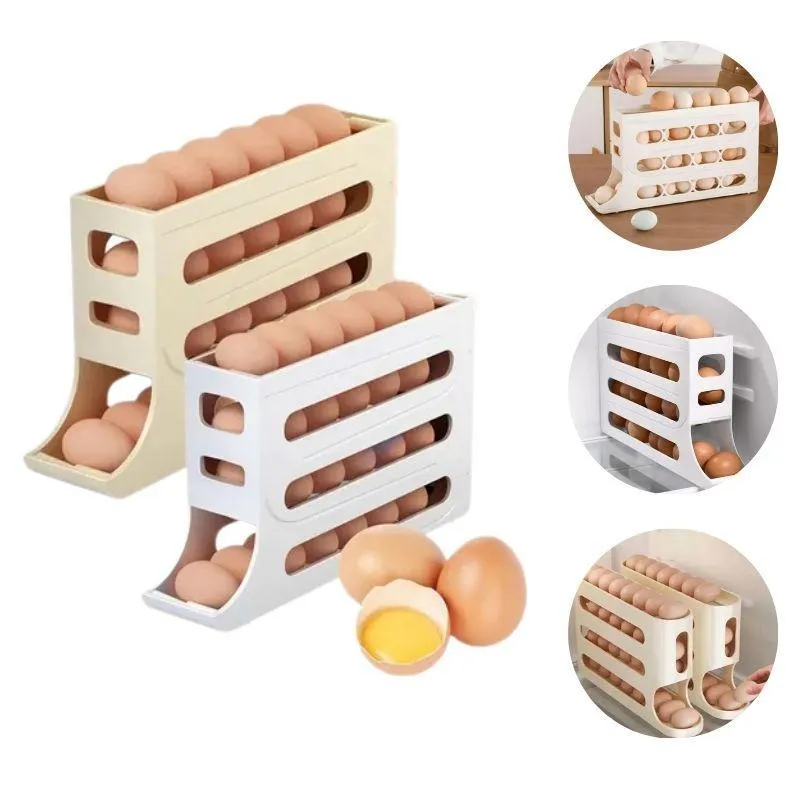 Kit 10 Porta Ovos Gaveta Dispenser Com Sistema Deslizante