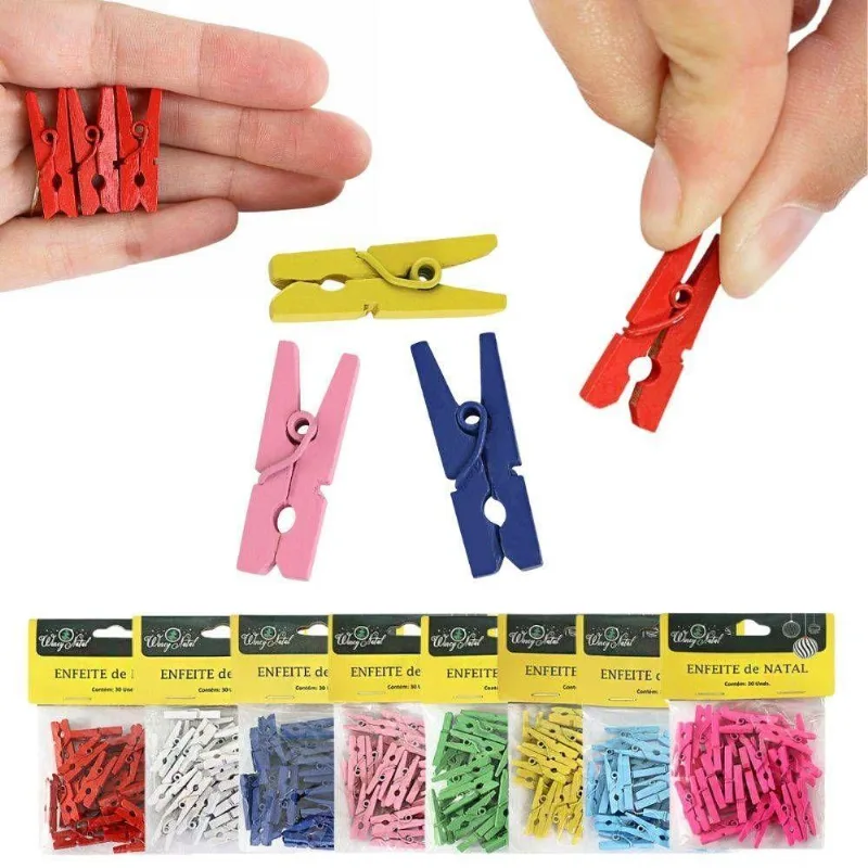 Kit 90 Mini Pregador De Madeira Colorida Para Fotos Artes