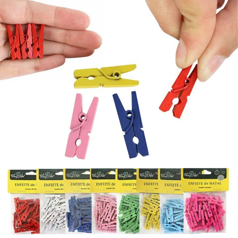 Kit 180 Mini Pregador De Madeira Colorida Para Fotos Artes