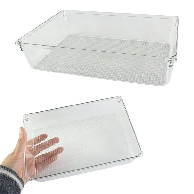 Kit 06 Organizador Multiuso Gaveta Transparente 15cm X 23cm