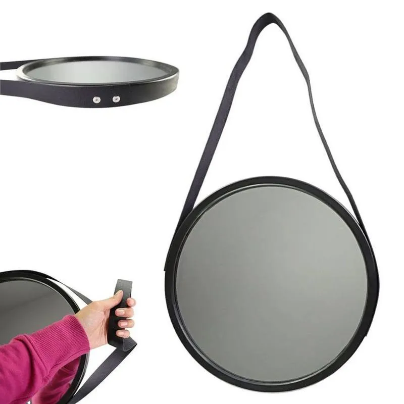 Espelho Decorativo De Pendurar Pequeno Redondo 33cm Moldura Plástica Preto Wellmix