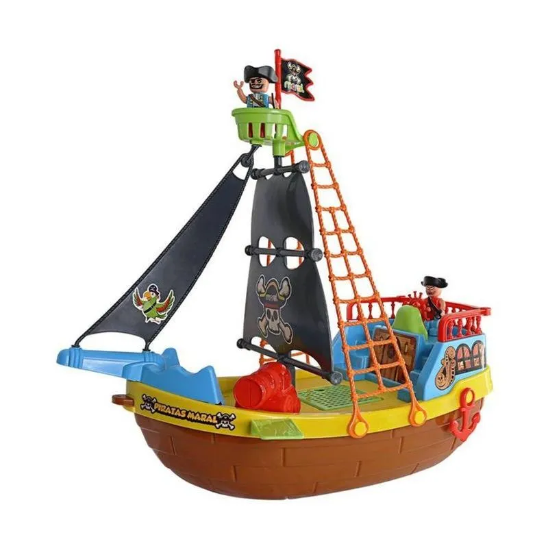 Brinquedo Infantil Barco Pirata Repleto De Detalhes Com Acessórios E Bonecos Maral