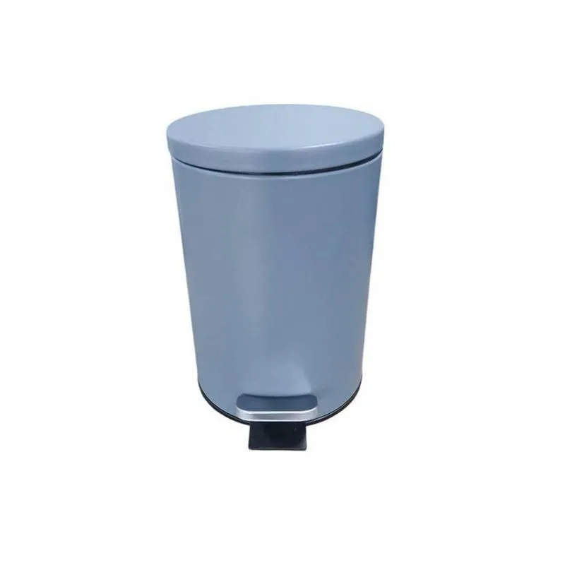 Lixeira Redonda 5l Aço Inox Com Pedal Balde Removível Cinza Powermaid