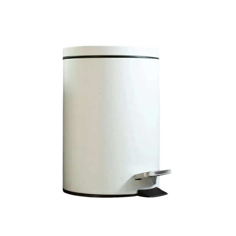 Lixeira Redonda 3l Aço Inox Com Pedal Balde Removível Branco Powermaid