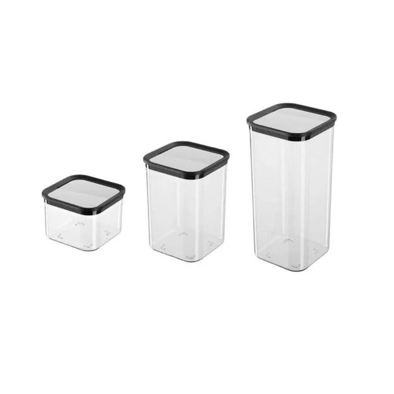 Kit 3 Potes Herméticos Plástico PP Livre de BPA para Alimentos Transparente Top Rio Comercial 1700ml