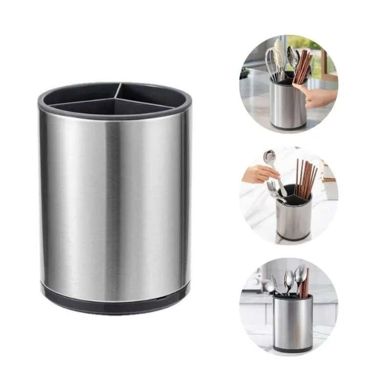 Porta Talher com Dreno Aço Inox com Acabamento Escovado