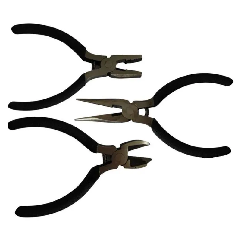 Alicate Mini Kit 3 Bico Meia Cana Corte Diagonal Preto Startools
